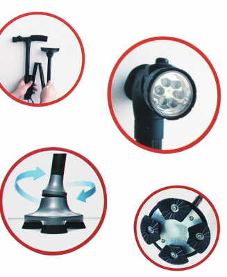 Luminous walking stick five section telescopic folding old tumbler magical aluminum alloy