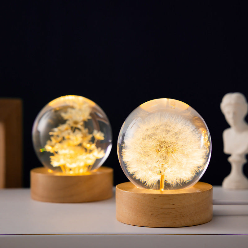 Crystal Ball Eternal Flower Gift Wooden Music Box