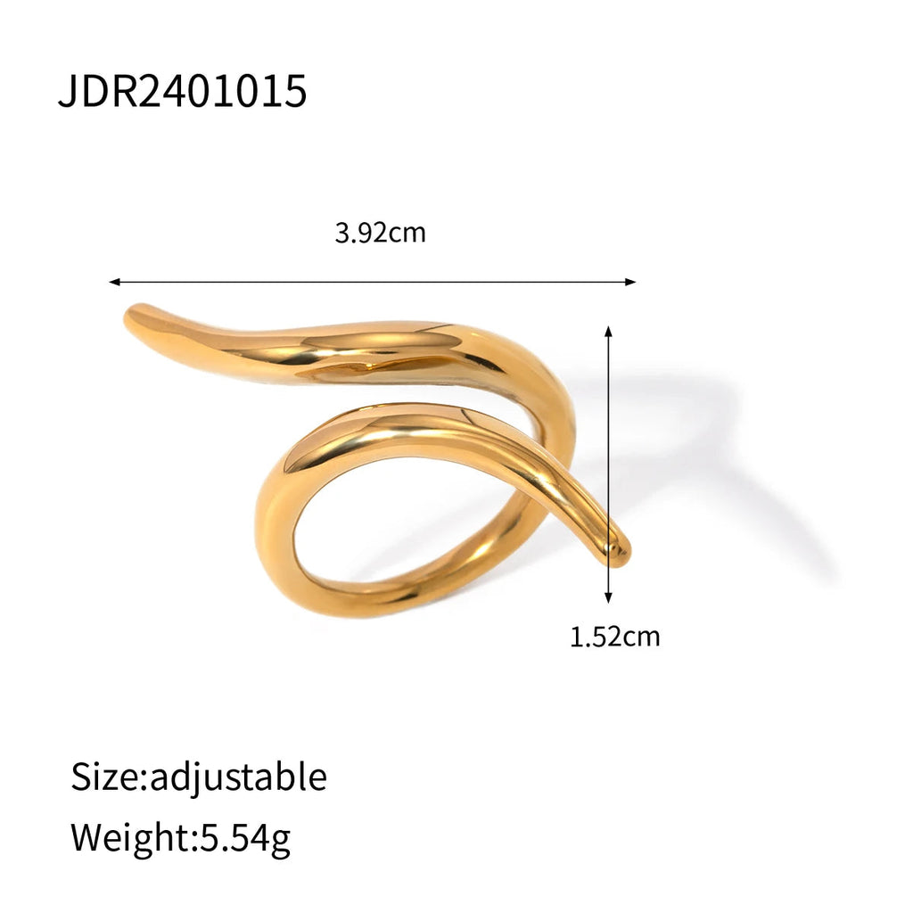 Jewelryposter Stainless Steel Geometric Open Ring Fashion Gold Metal Finger Women's Simple Personalized Jewelry Party Gift
