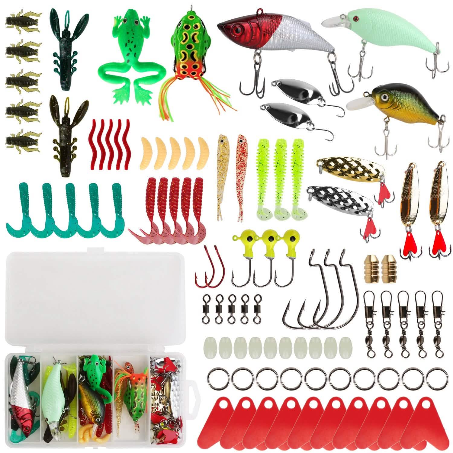 94-Piece: Fishing Lures Kit Soft Plastic Fishing Baits Set