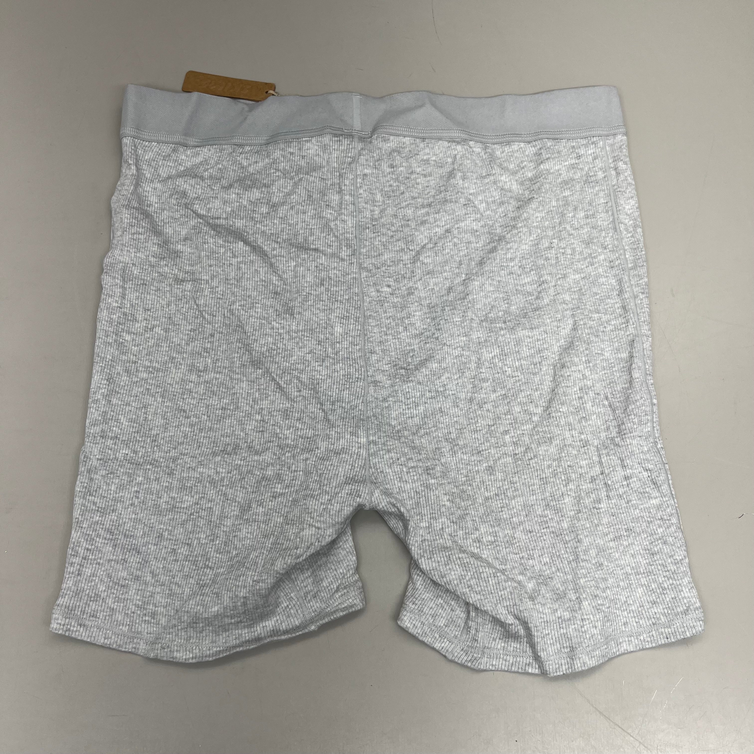 SKIMS Soft Elastic Waistband Cotton Rib Boxer Women's Sz XL Light Heather Grey