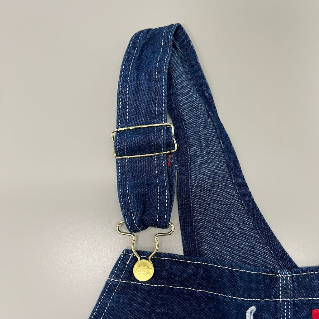 DICKIES Classic High Back Wide Leg Bib Overall Men's 40X30 Rinsed Indigo Blue