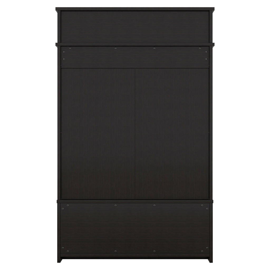 Hall tree with roof rack and storage platform, corridor shoe cabinet with sliding door, clothes hanger with 5 hooks black
