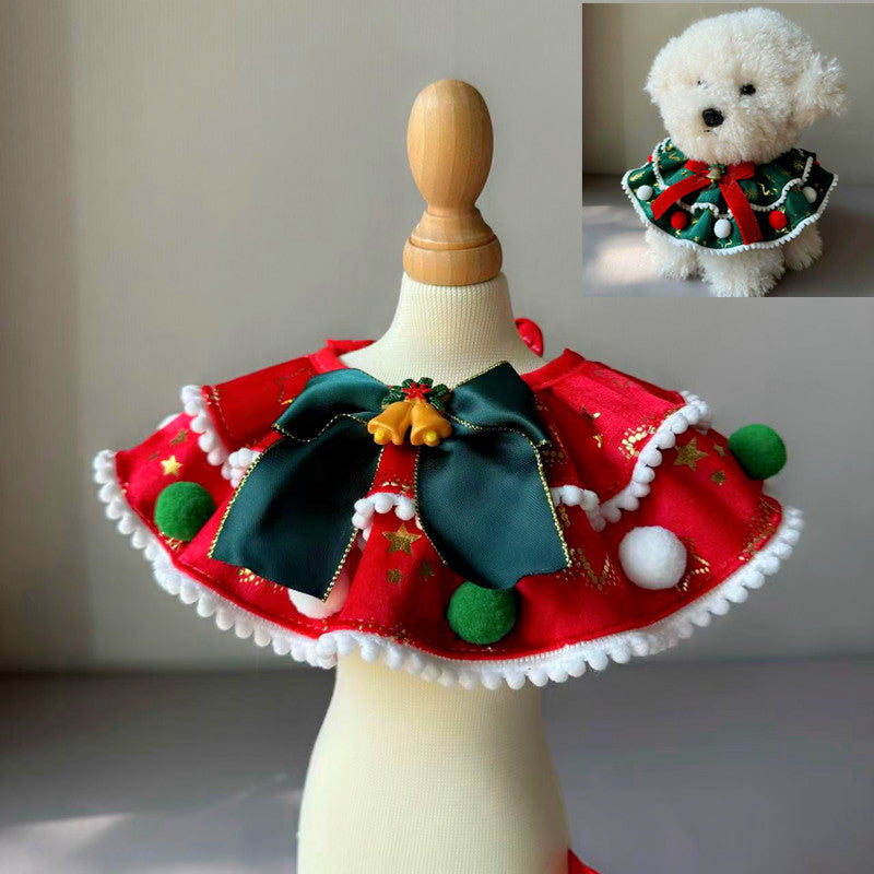 Pet Christmas Day Dress Up Scarf Decoration Supplies Dog Scarf Cat Water Scarf Mouth Tie Bow