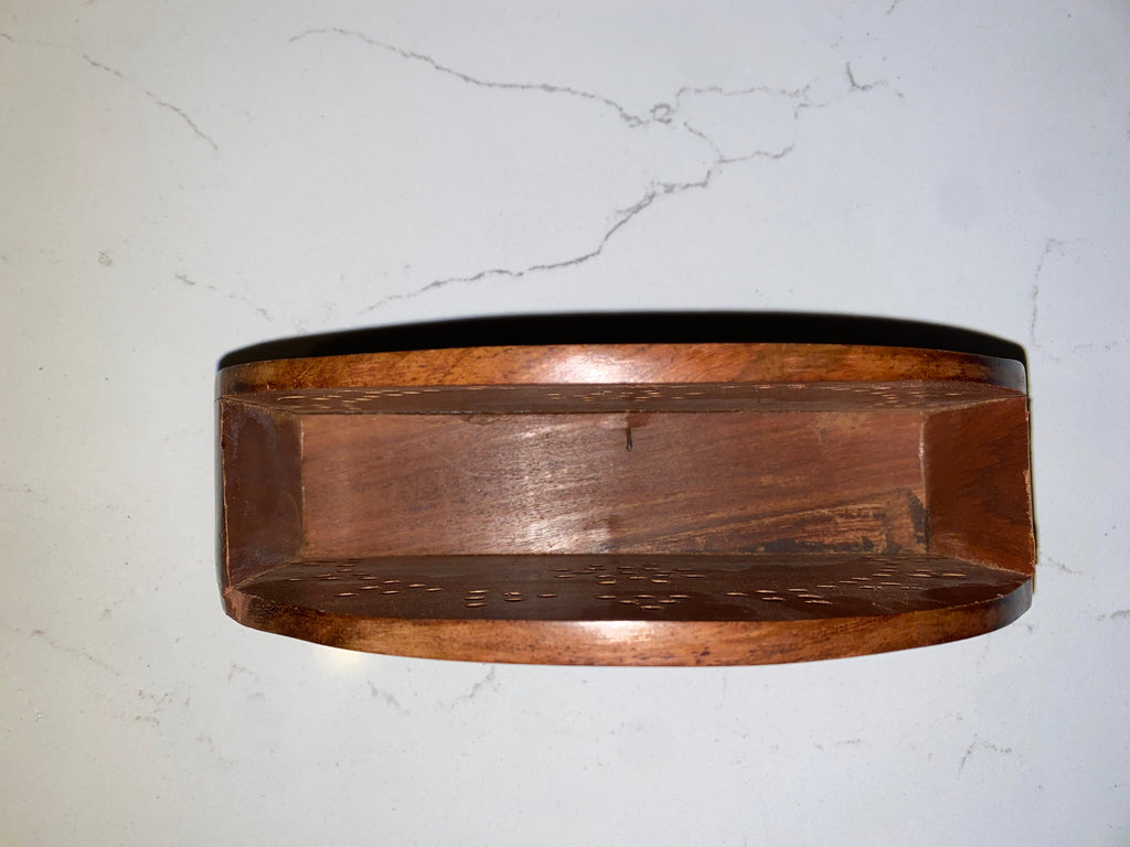 Vintage Wooden Paper Tissue Box Napkin & Tissue Holder Box Brass Inlay