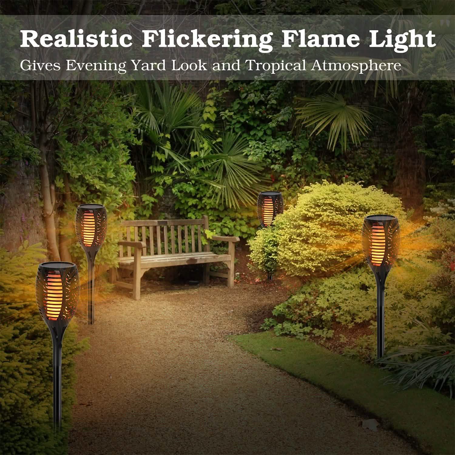 96 LEDs Solar Flame Torch Light