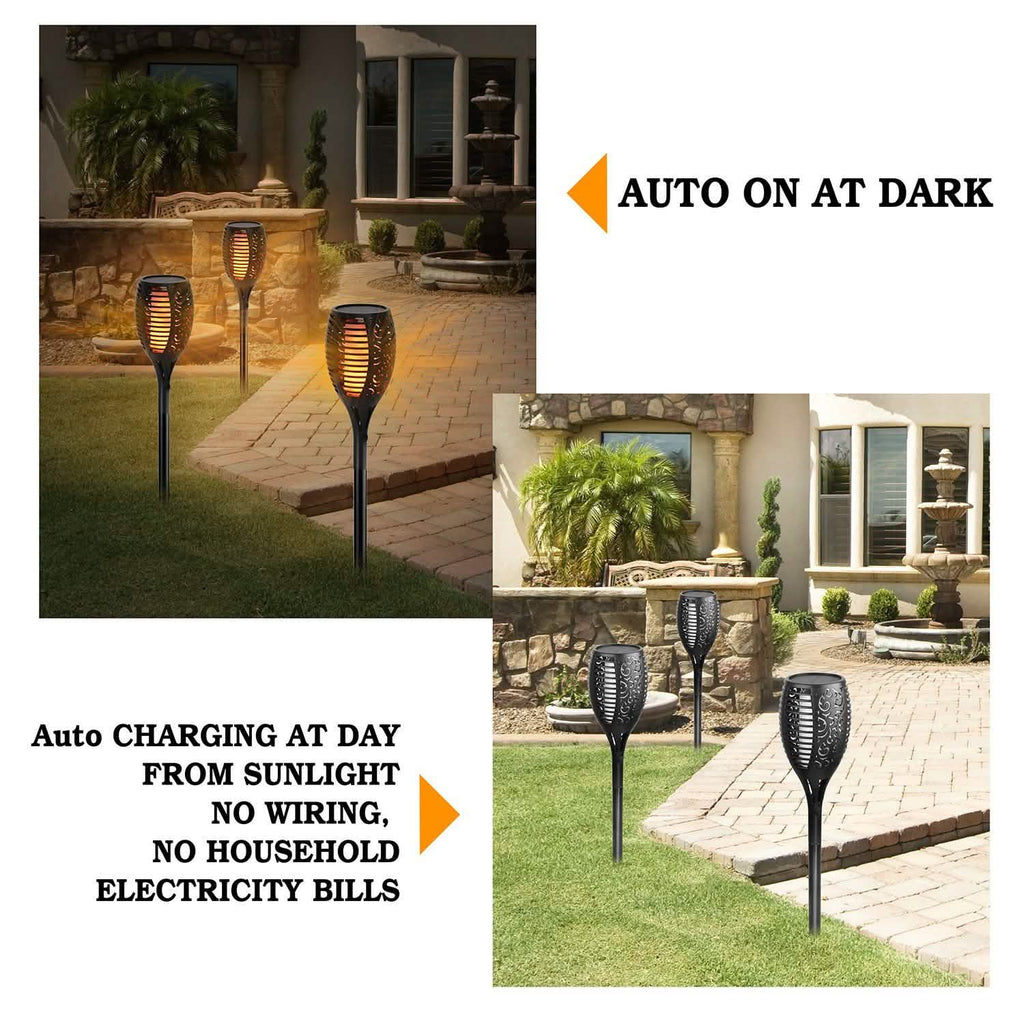 96 LEDs Solar Flame Torch Light