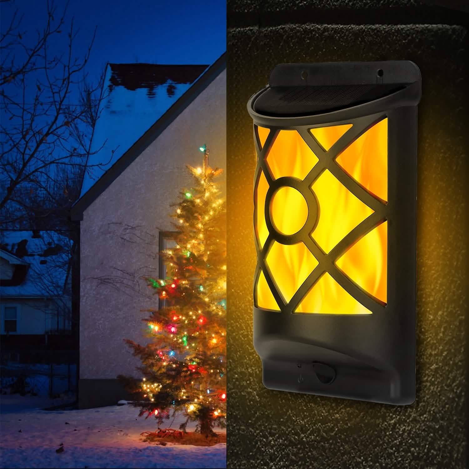 96 LEDs Waterproof Flame Solar Lights Outdoor