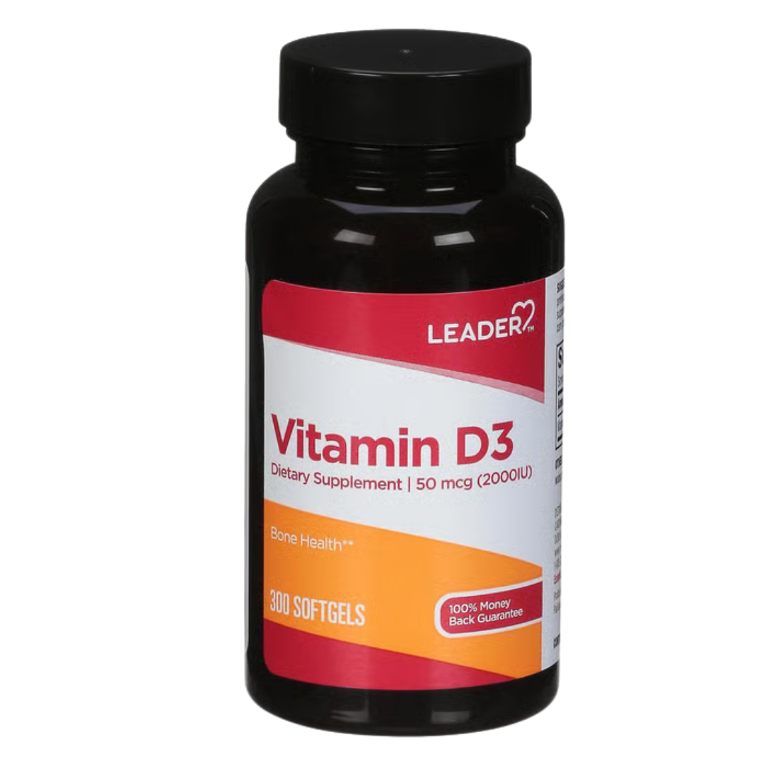 Leader Vitamin D3 2000 IU Softgels (300 ct)
