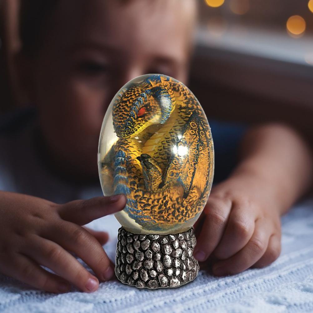 LED Lava Dragon Egg Ornamental Collection Decor Dinosaur Egg Statue Resin Dragon Egg Crystal Minerale Gemstone Reiki Home Decor