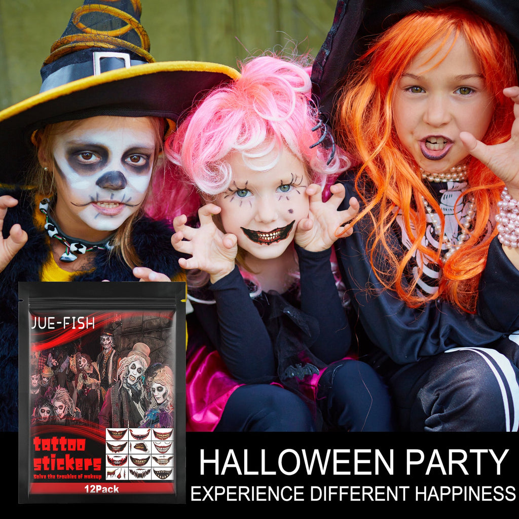 Halloween Tattoo Stickers, Halloween Horror Party Party Makeup Decorative Mouth Tattoo Stickers