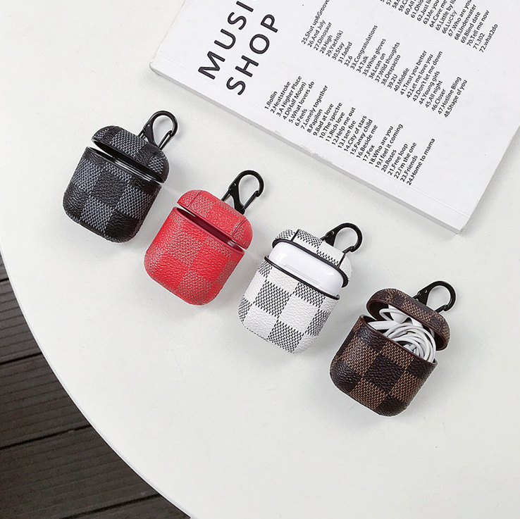 Compatible with  Jacket anti-lost hook wireless Bluetooth headset 2 generation leather case lattice hard shell tide