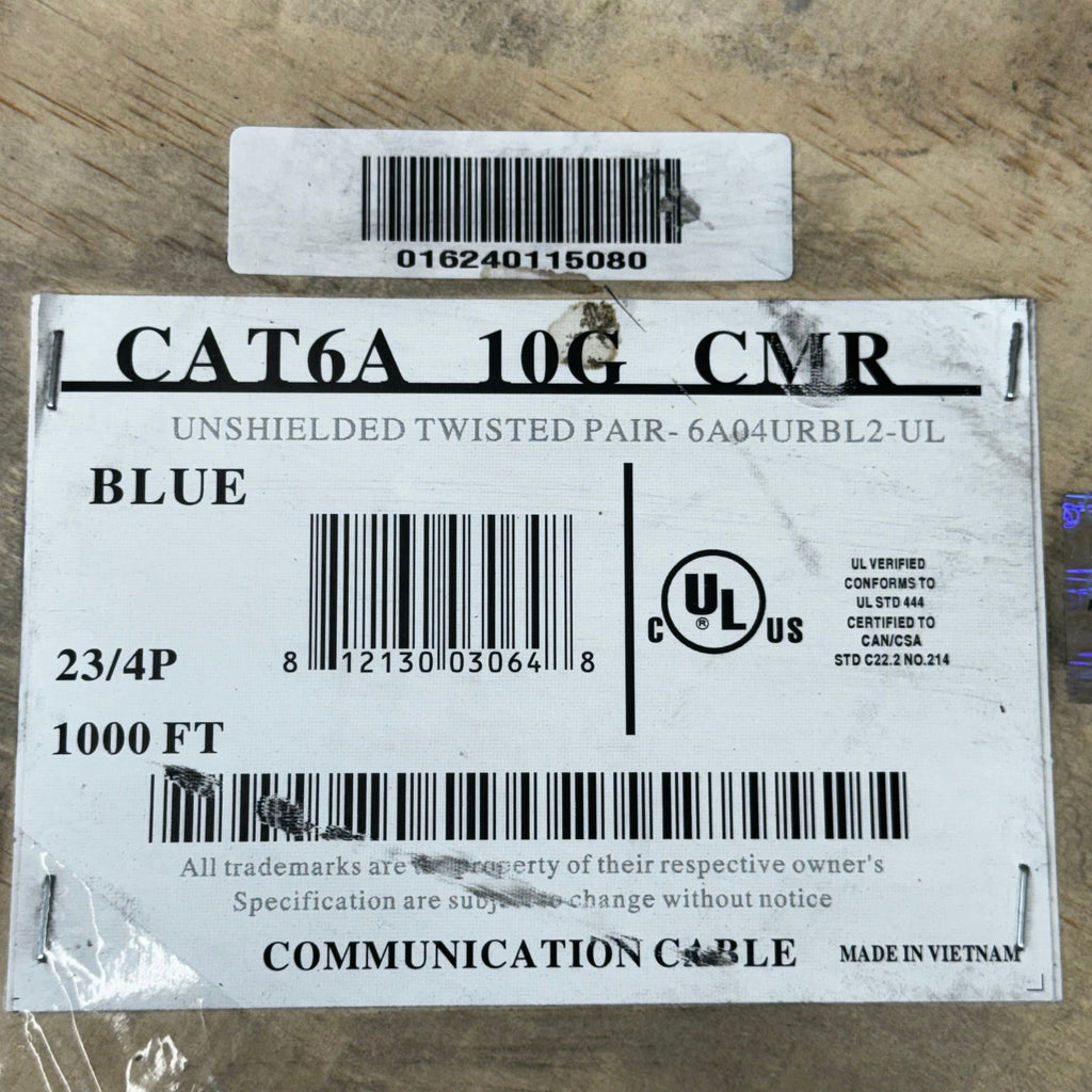 EATON Tripp Lite Series Cat6a 10G-Certified Solid Core PVC 1000ft 6A04URBL2-UL
