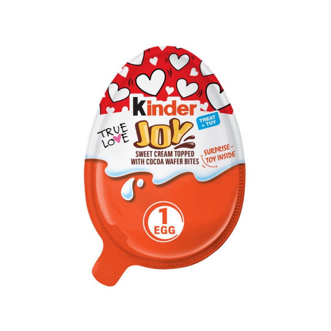 Kinder Joy Valentine's Day Sweet Cream Egg with Cocoa Wafer Bites (1ct)