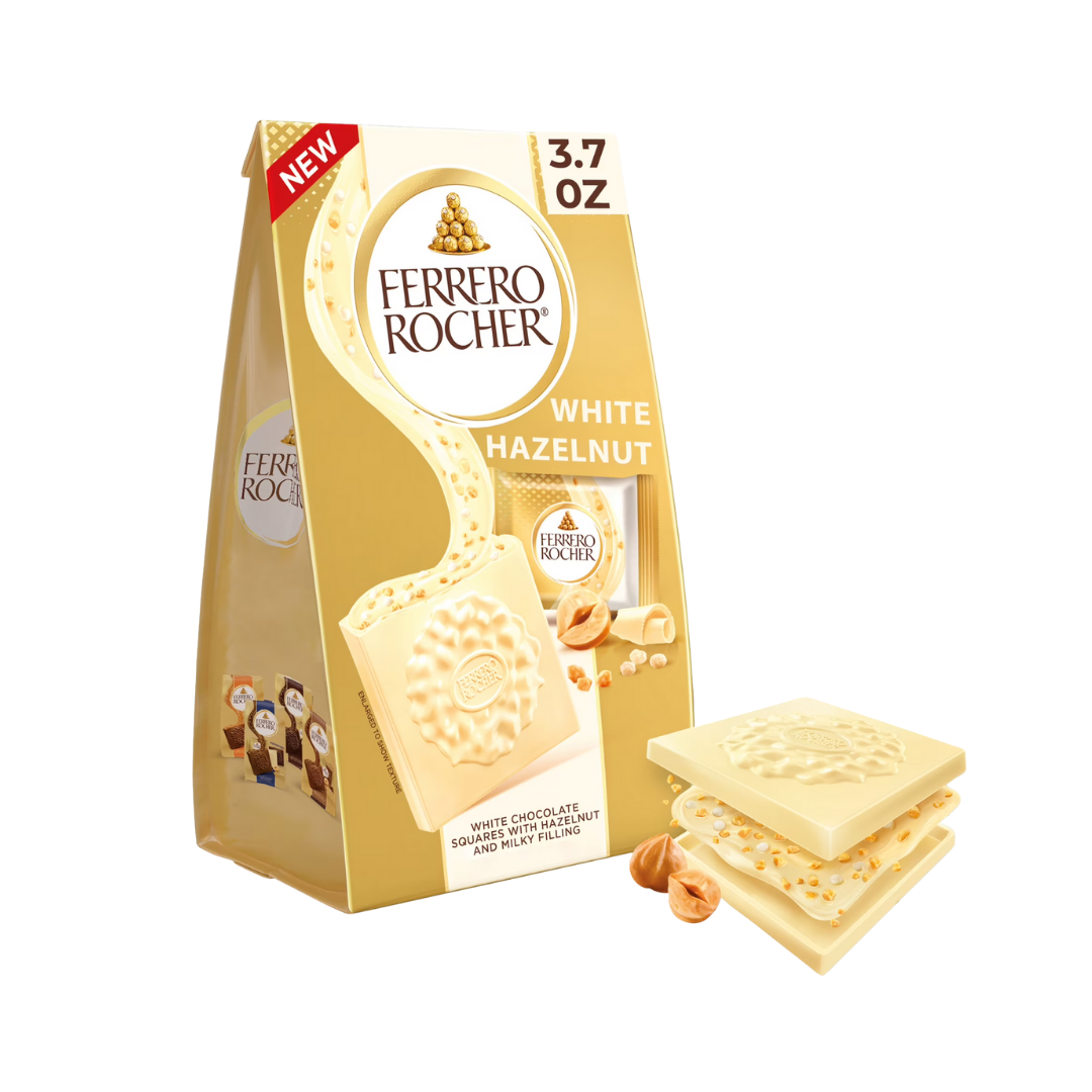 Ferrero Rocher White Chocolate Squares with Hazelnut & Milky Filling (3.7oz)