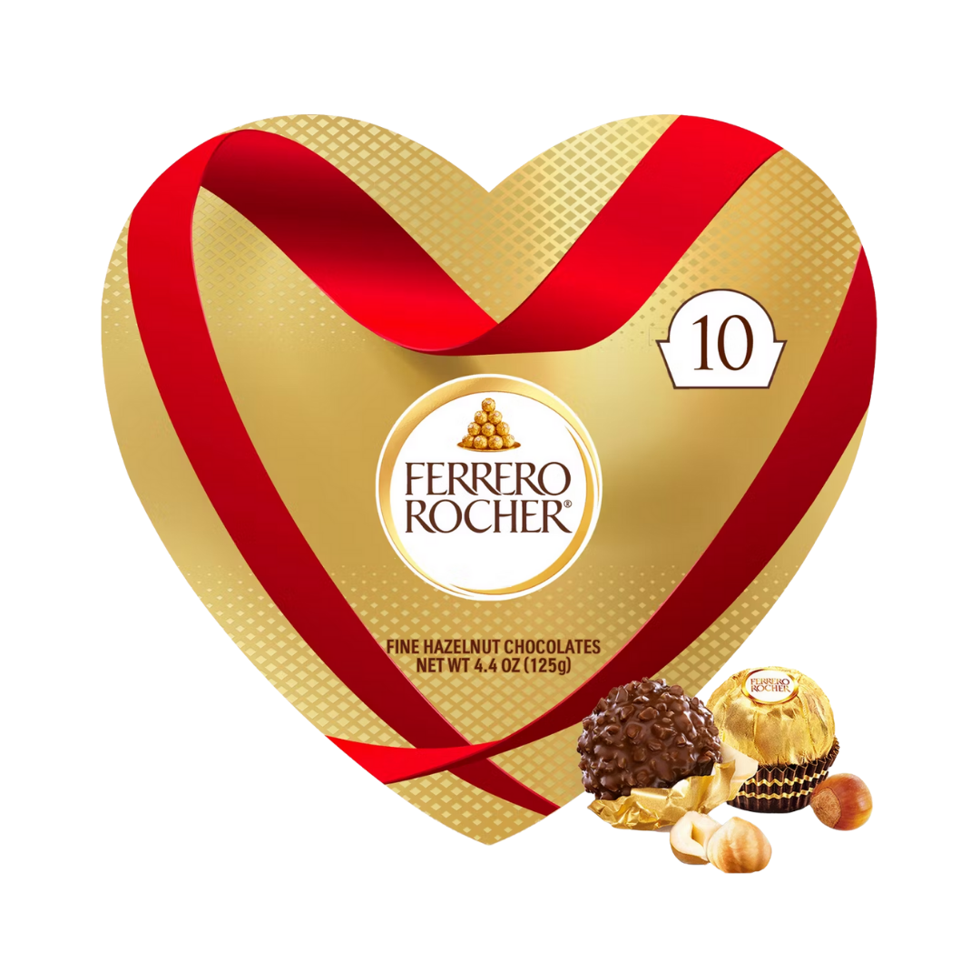 Ferrero Rocher Fine Hazelnut Chocolates Valentine's Heart Box (4.4oz)