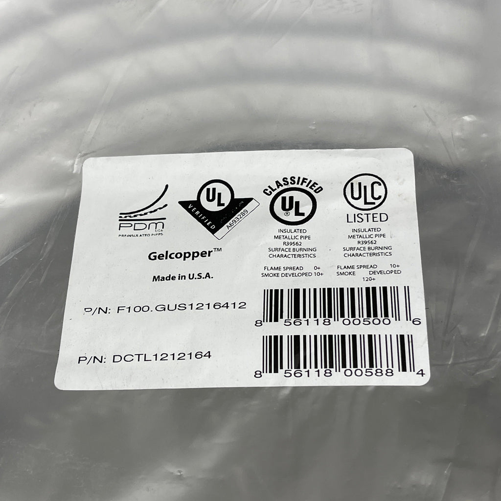 PDM GelCopper PreInsulated Copper Roll 1/2" Copper 1/2" Ins. 164 ft F100.GUS1216412 (New)