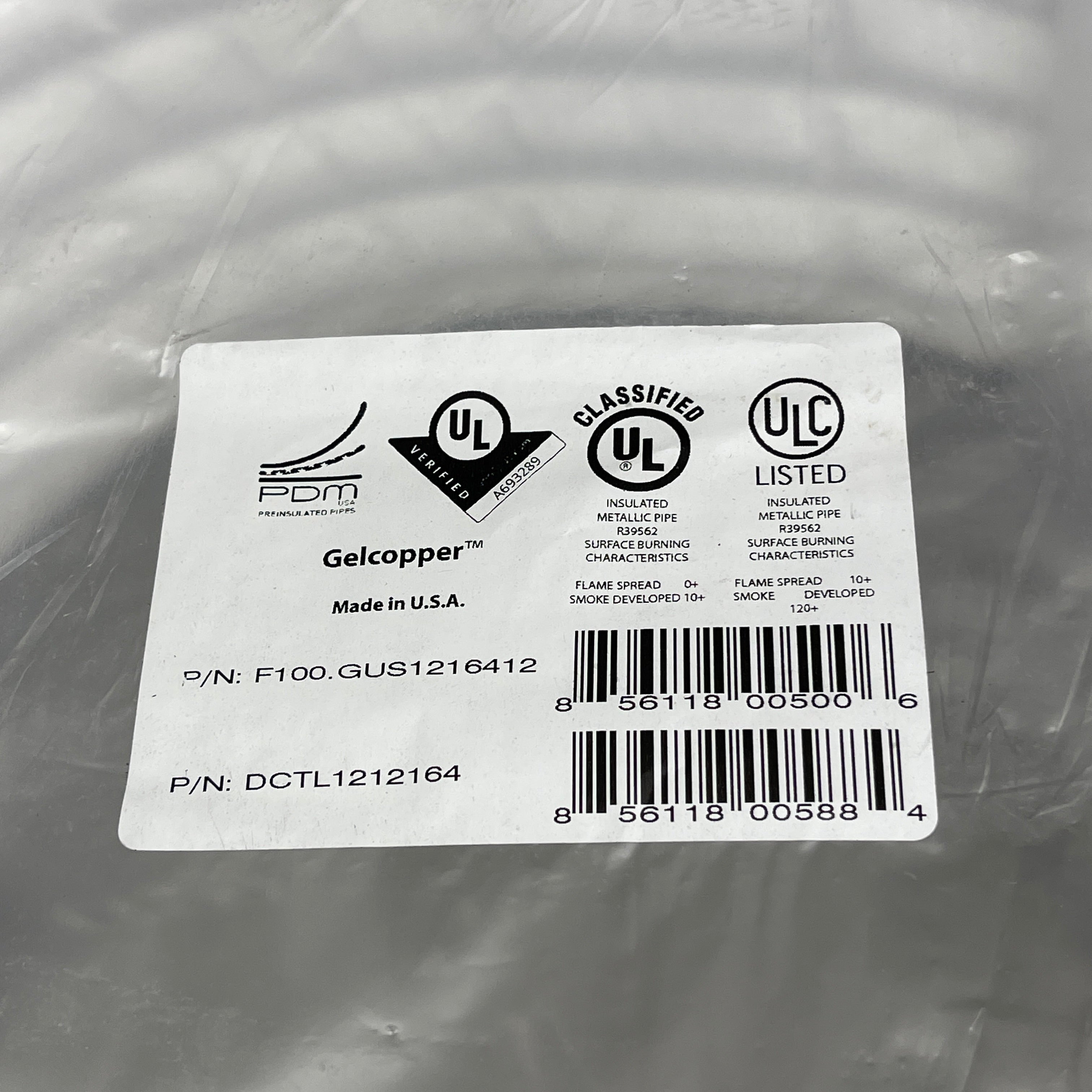 PDM GelCopper PreInsulated Copper Roll 1/2" Copper 1/2" Ins. 164 ft F100.GUS1216412 (New)