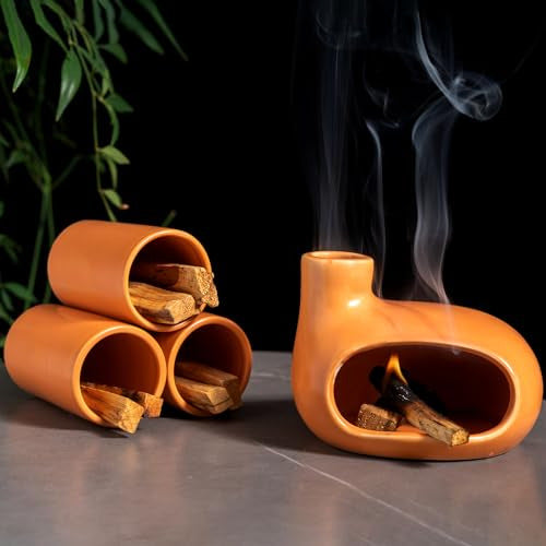 Ceramic Incense Burner with Palo Santo and Sage for Aromatherapy