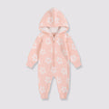 Baby Thickened Knitted Floral Zip-Up Hooded Onesie