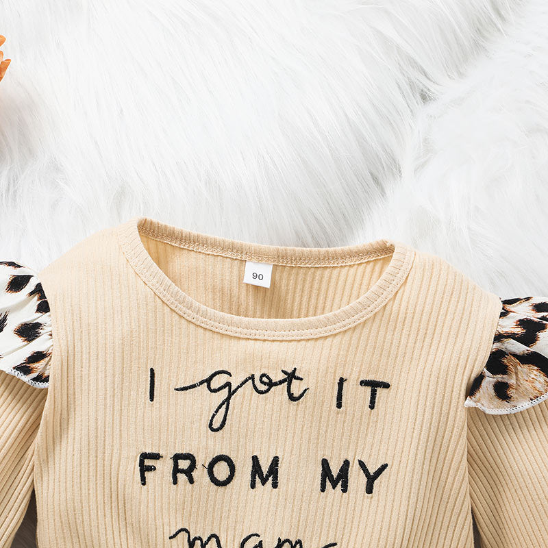 European And American Girls Letter Long Sleeve Dress Leopard Print