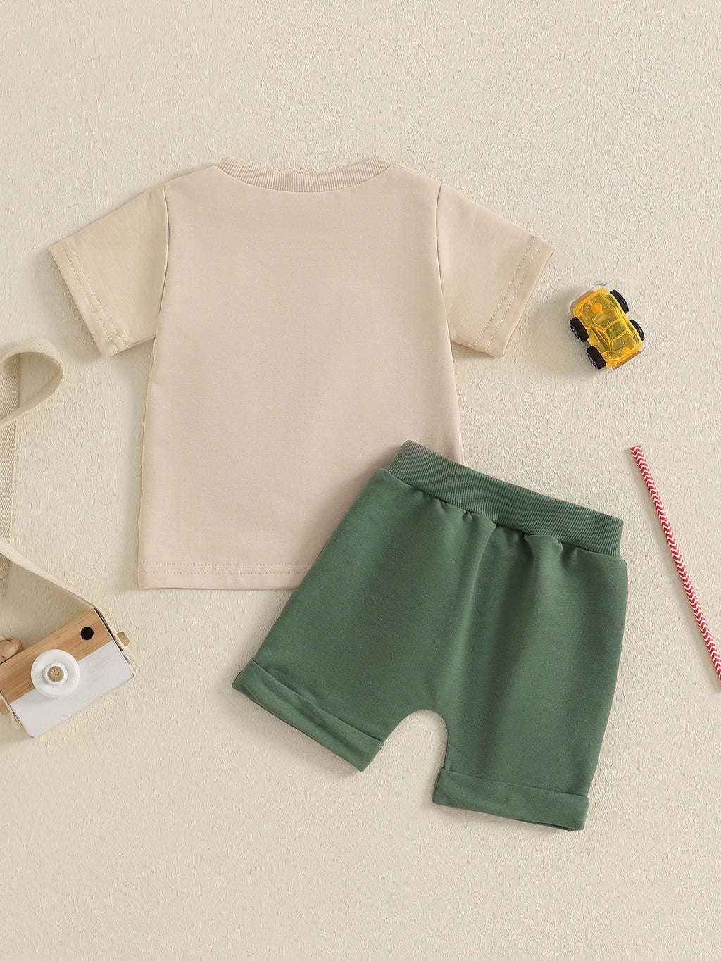 Toddler Boys Summer Outfits Truck Embroidered Round Neck