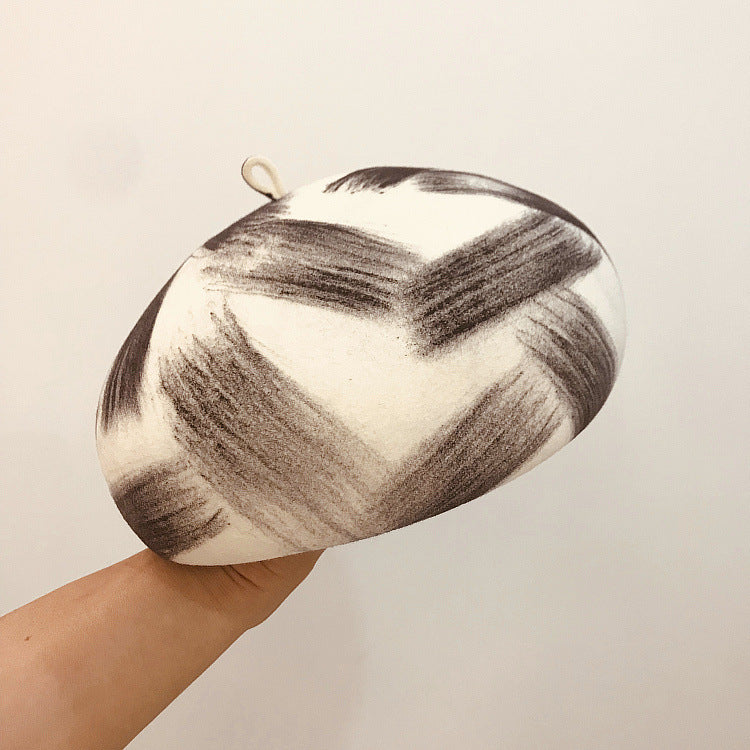 Simple graffiti brush color female wool felt hat