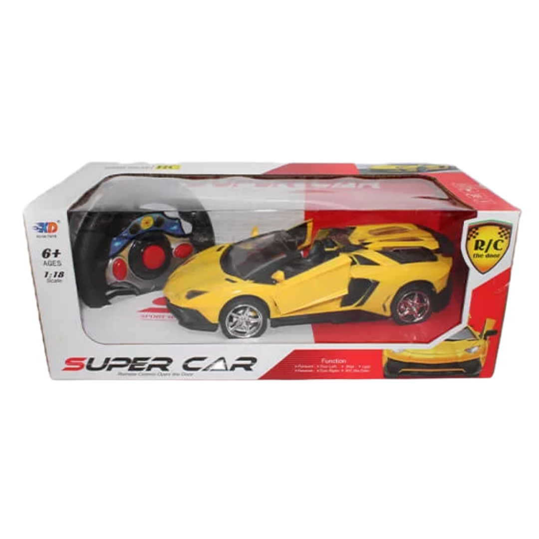 XD Toys Super Car Remote Control 1:18 Scale Yellow Sports Car