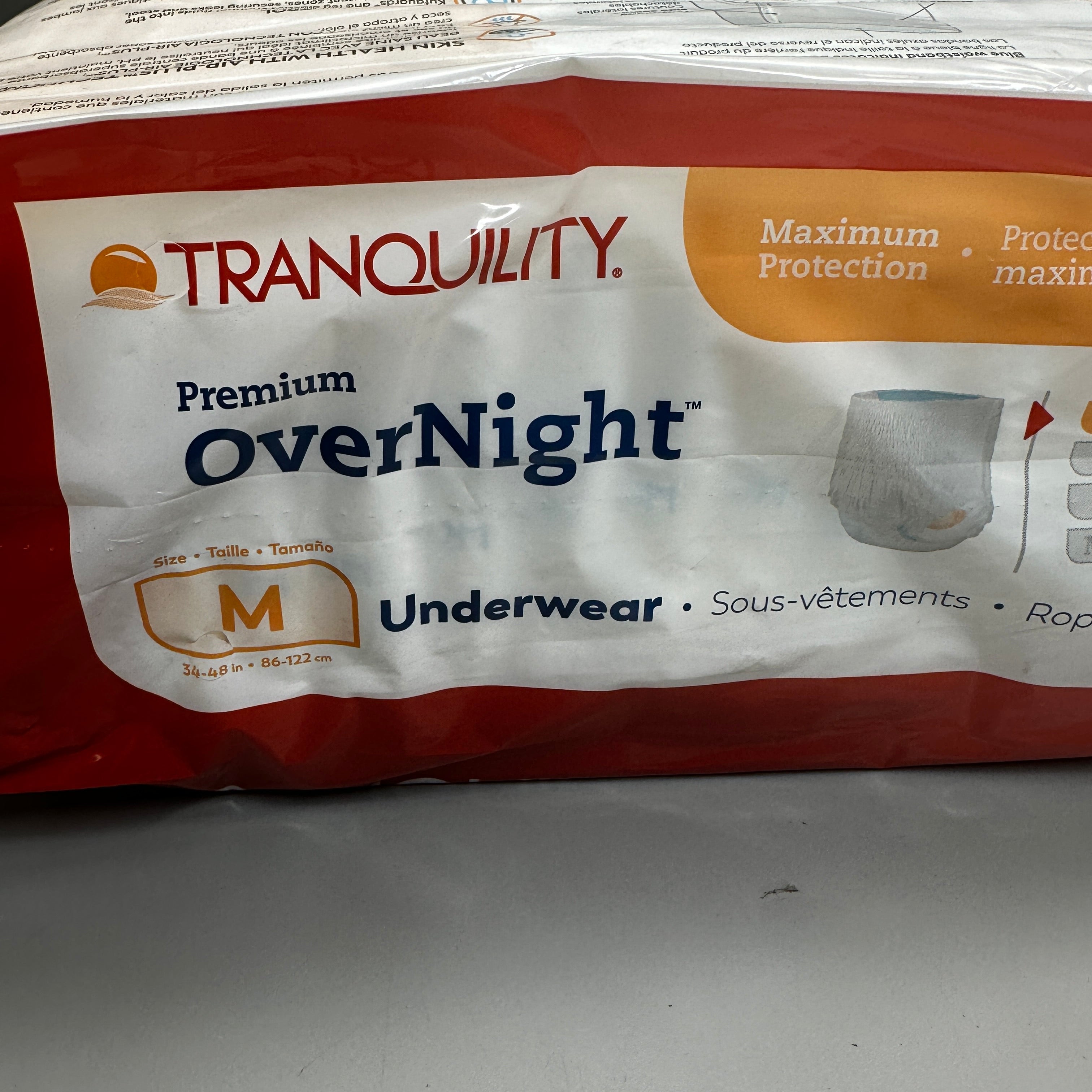 TRANQUILITY Premium Overnight Adult Underwear Diaper (18 Count) Size Medium