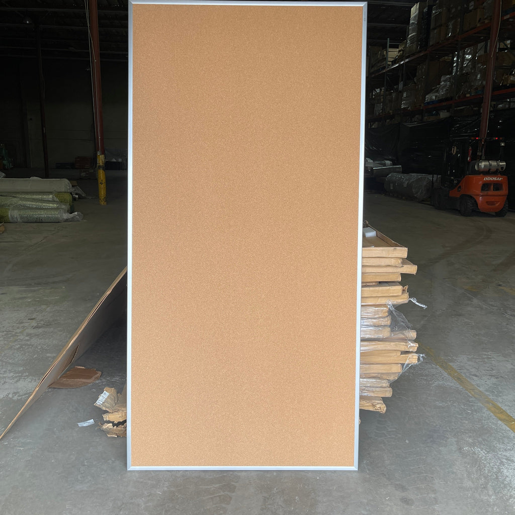 QUARTET Cork Bulletin Board 48" H x 96" w/ Aluminum Frame 2308 As-Is
