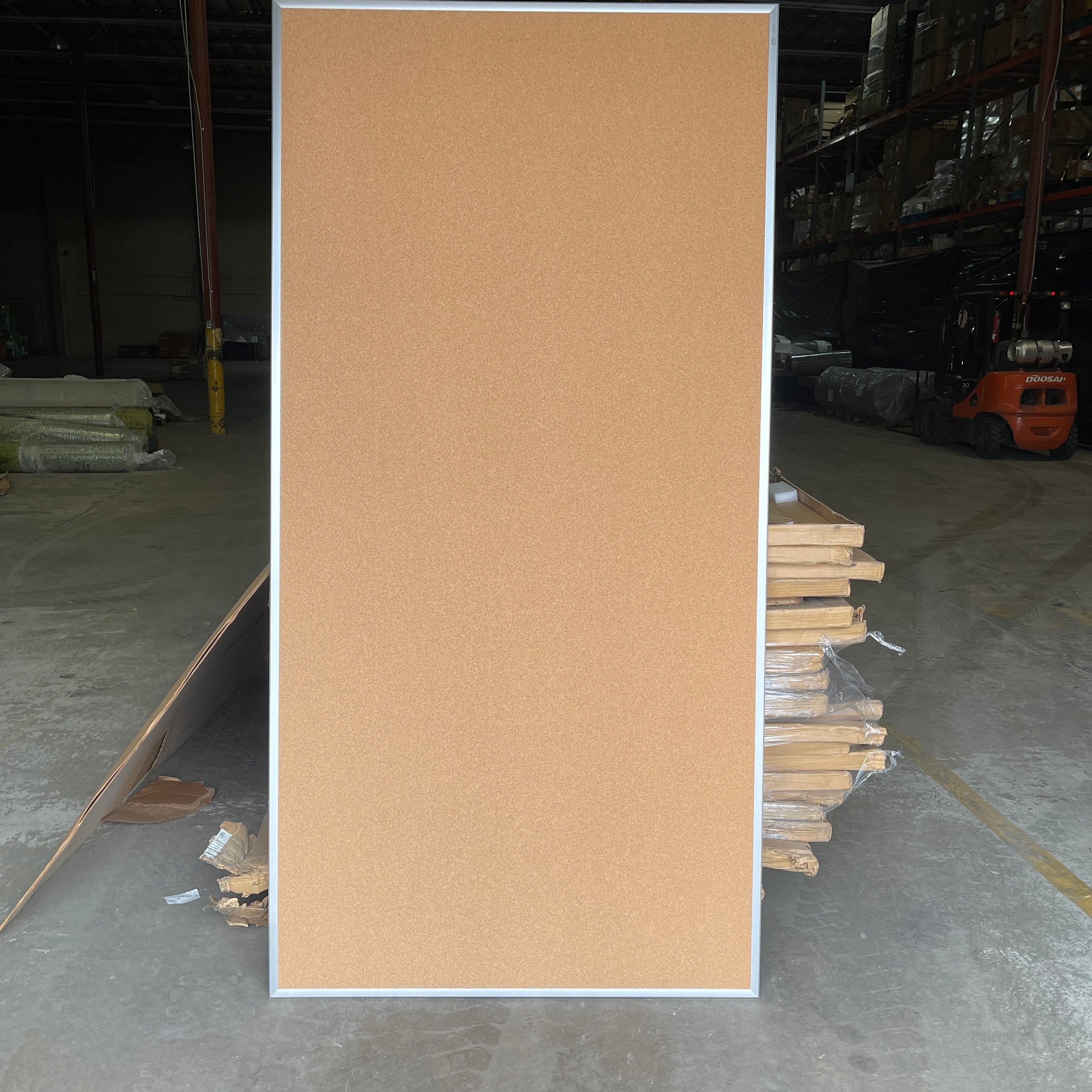 QUARTET Cork Bulletin Board 48" H x 96" w/ Aluminum Frame 2308 As-Is
