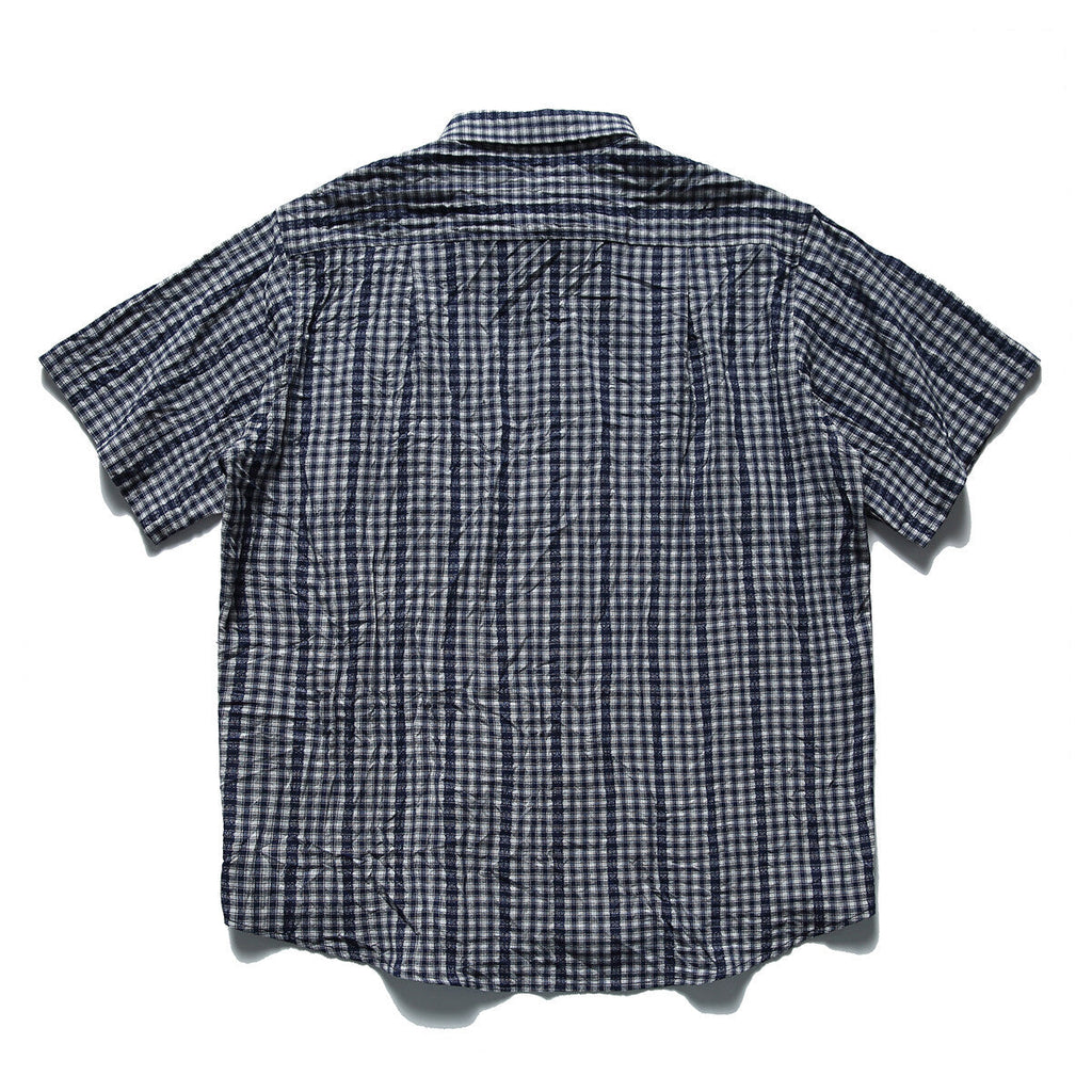 Wrinkled casual short sleeved shirt checkered half sleeved shirt