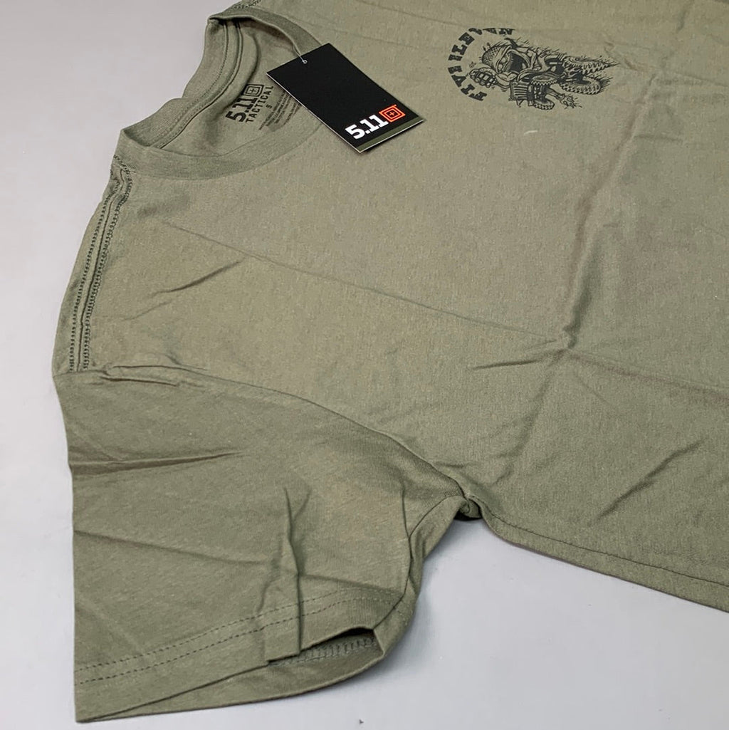 5.11 TACTICAL Crazy Willy T-Shirt 100% Cotton 225 Military Green Sz S #76195