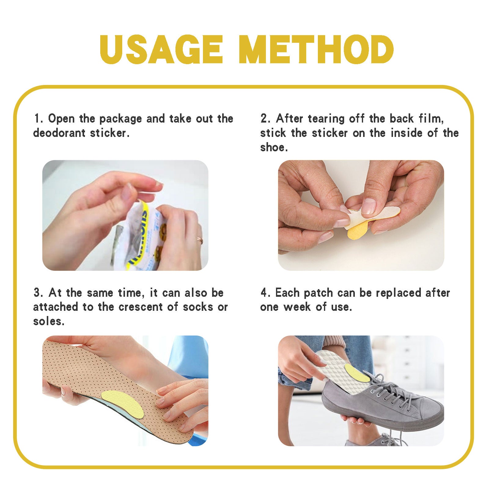 Stop Odor Shoe Deodorant Patch, Shoes Deodorant Fresh Clean Odor Absorbent Foot Sweat Insole