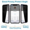 Magnetic Tempered Glass Privacy Metal Case For iphone 15 14 13 12 XR 11 Pro MAX X 7 8 6 Plus 360 Magnet Antispy Protective Cover