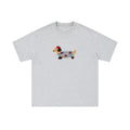 Sausage Dog Flocking Embroidery Short Sleeve T-Shirt Unisex INS Casual Loose Pure Cotton Top Summer Tee Street Fashion