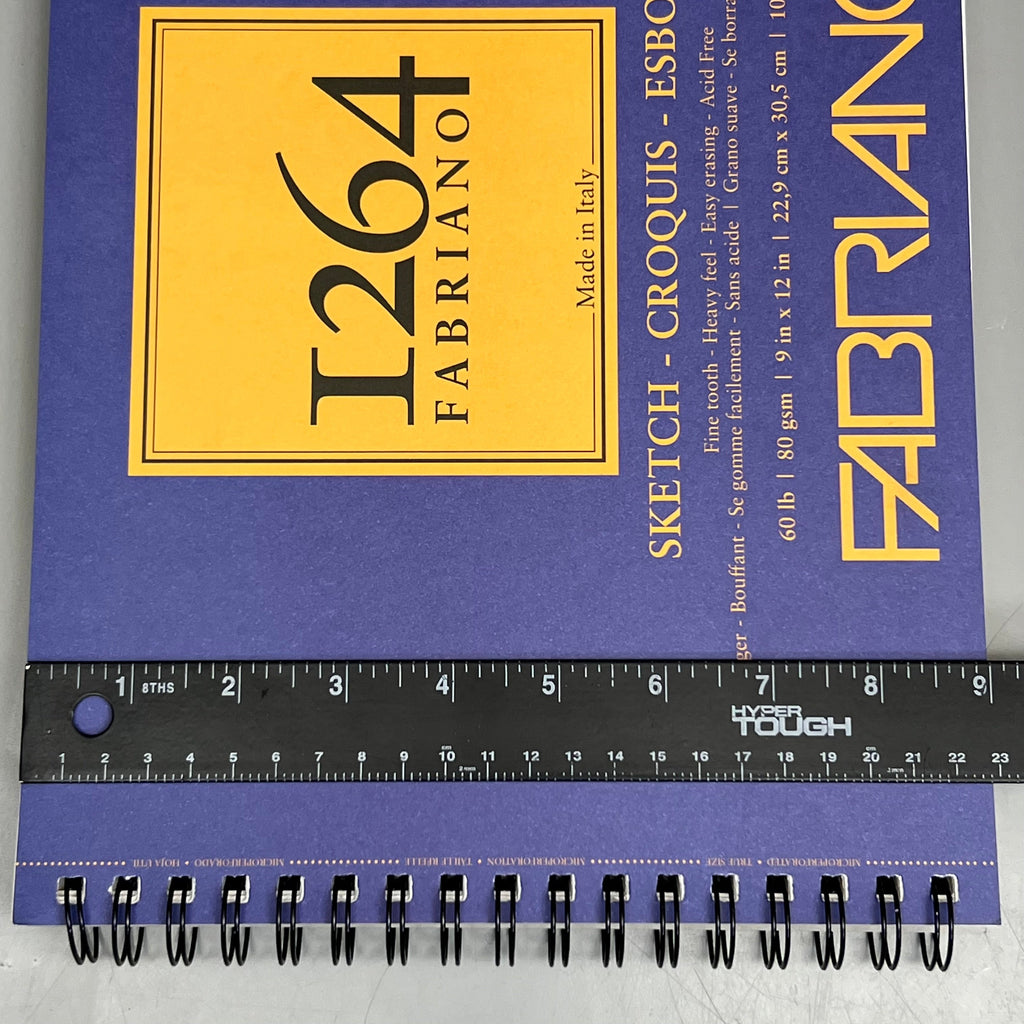 FABRIANO (5 PACK) I264 Sketch Paper Pads 9" x 12" ITALY 100 Sheets (500 TOTAL) White