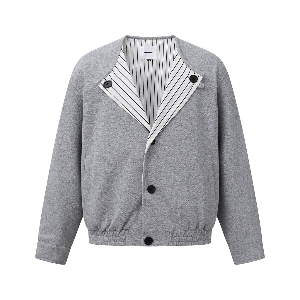 Loose Shoulder Jacket Long Sleeve Oversized Coat No Collar Design Outerwear