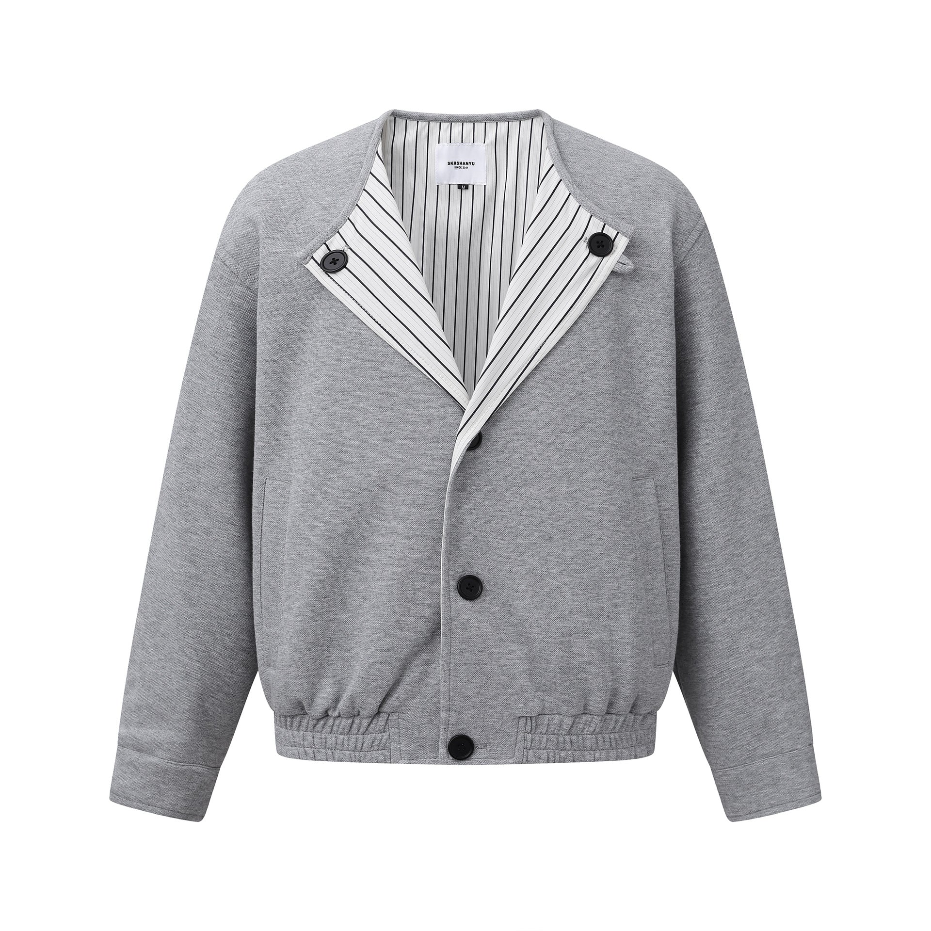Loose Shoulder Jacket Long Sleeve Oversized Coat No Collar Design Outerwear