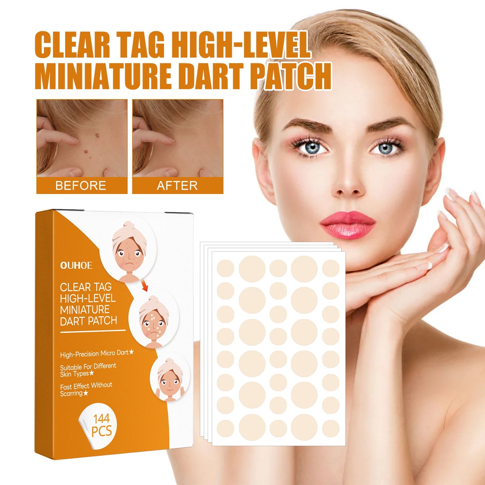 Mole Label Repair Patch, Repair Neck Flesh Grain Filamentary Wart Corns Skin Cleaning Gram Wart Patch
