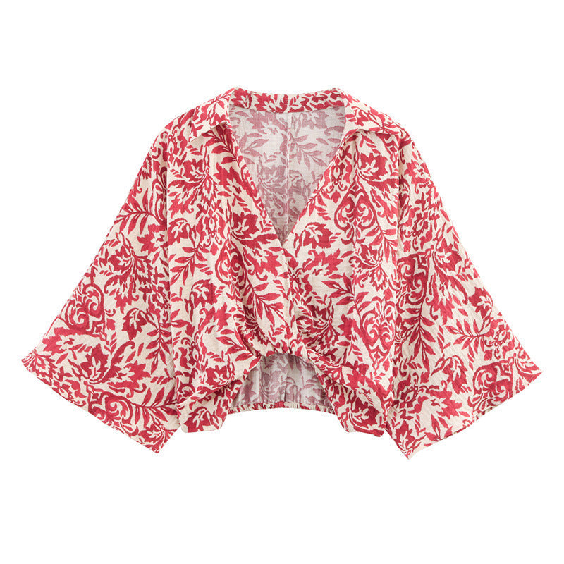 Style Women's Fashion Casual Printed Long Sleeve Top and Wide Leg Pants