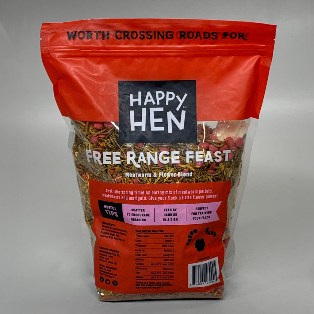 HAPPY HEN Free Range Feast Mealworm & Flower Blend 2 lbs 810029430005