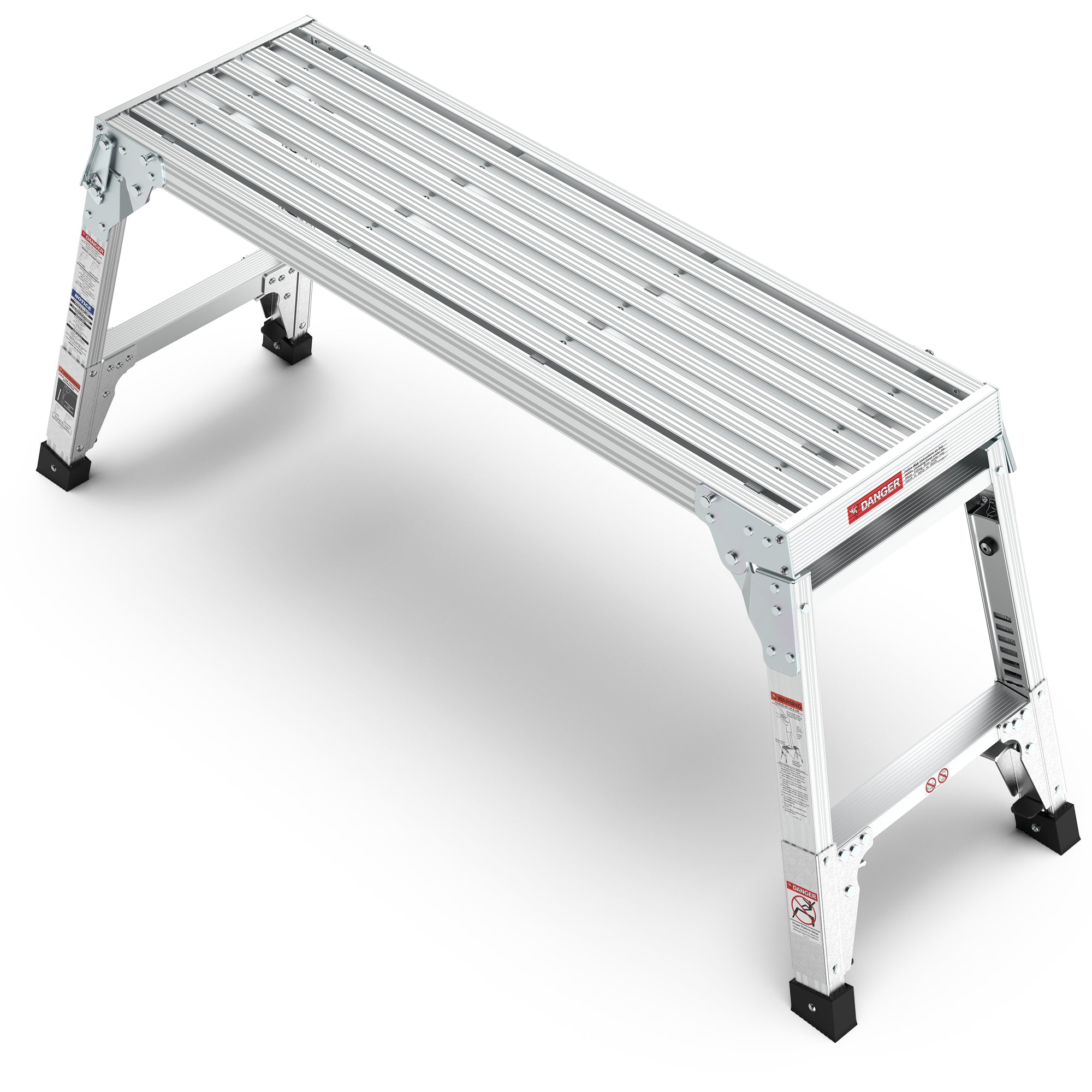 Aluminum Work Platform Large Size Step Stool Folding Portable Work Bench 40" Width Telescopic Feet 22" -27.5" Height Adjustable