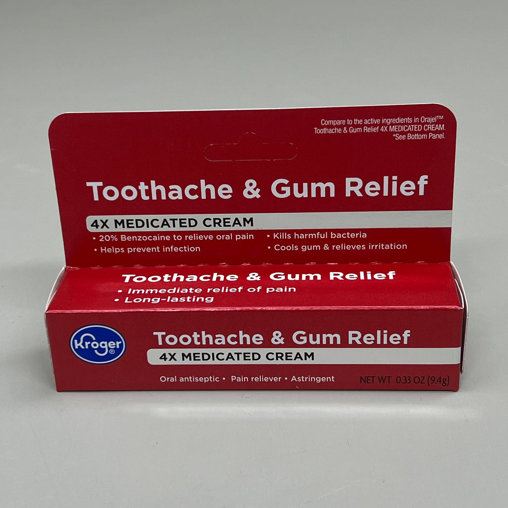 KROGER (2 PACK) Toothache & Gum Relief 4X Medicated Cream 0.33oz BB 04/26