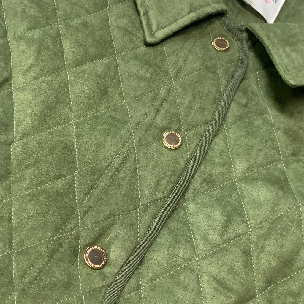 BRIDGE HAMPTON ISSAC MIZRAHI LIVE! Faux Suede Coat Full Snap Up Basil Size 1X