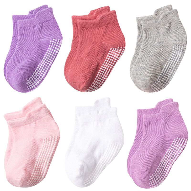 6 Pairs Baby Cotton Anti-slip Boat Low Cut Floor Socks For Boys And Girls Children's Sock