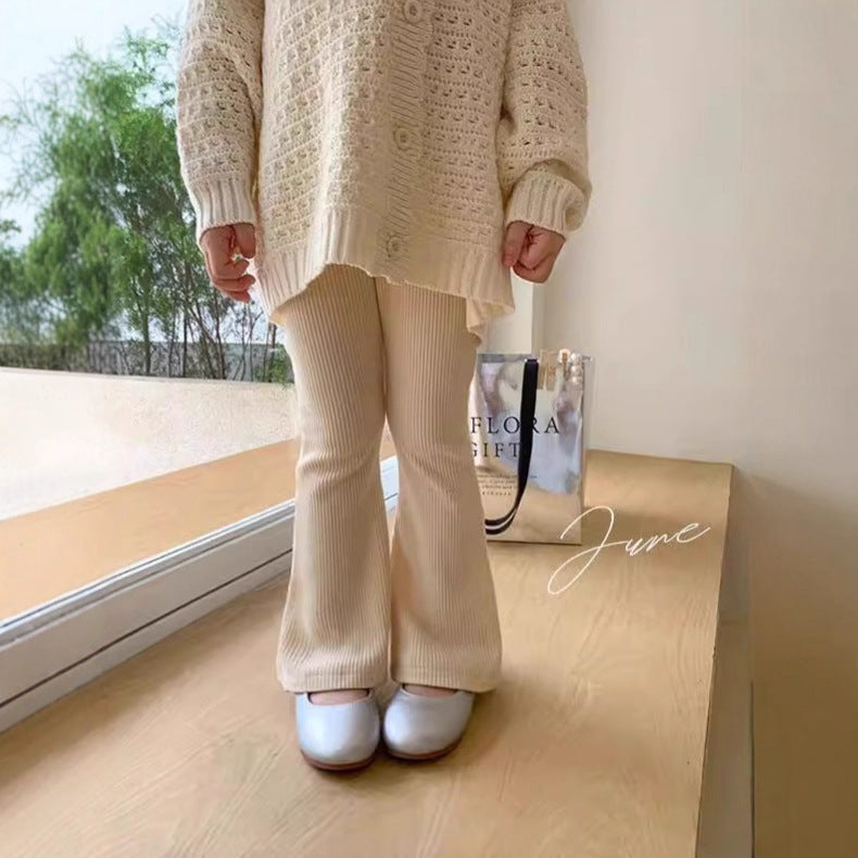 Versatile Casual And Stylish Solid-color Leggings For Little Girls