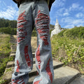 Niche Whisker Ripped Embroidered Jeans