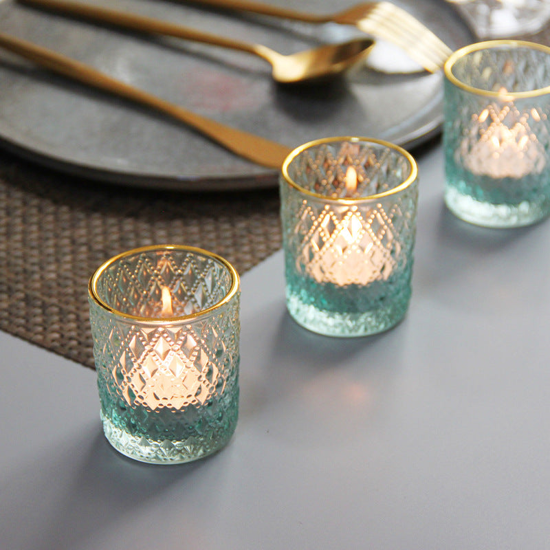 Relief Stained Glass Candle Holder Decoration Gift