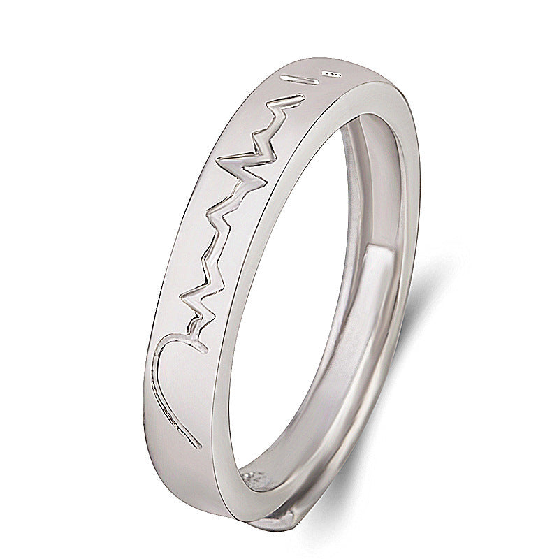 New Product Love Electrocardiogram Ring Love Ripple Ring Simple Japanese And Korean Style For Your Heartbeat Ring Douyin Same Style